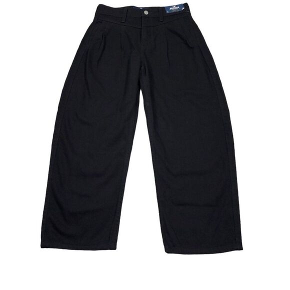 Hollister 1S High Rise Barrel Jeans Relaxed Black Pleated Front Size 25 x 23 - Picture 1 of 11